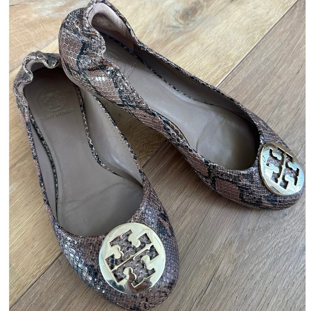 Tory Burch Reva Snakeskin Ballet Flats